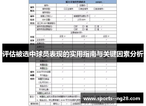 评估被选中球员表现的实用指南与关键因素分析 评估被选中球员表现的实用指南与关键因素分析