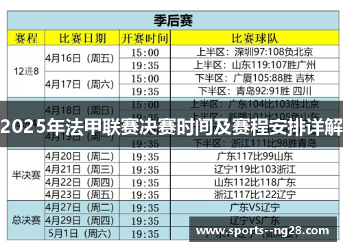 2025年法甲联赛决赛时间及赛程安排详解 2025年法甲联赛决赛时间及赛程安排详解